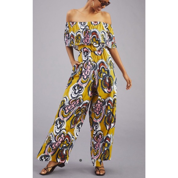 Anthropologie Bel Kazan Lily Jumpsuit, Off The Shoulder, Size S - Picture 1 of 7